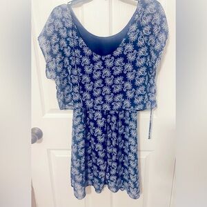 Charlotte Russe Navy Paisley Print fitted waist Summer dress